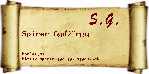 Spirer György névjegykártya